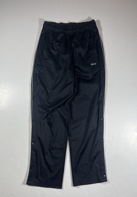 Vintage Reebok Joggers Mens Black Tear Away Snap Off Pants Basketball Size Small