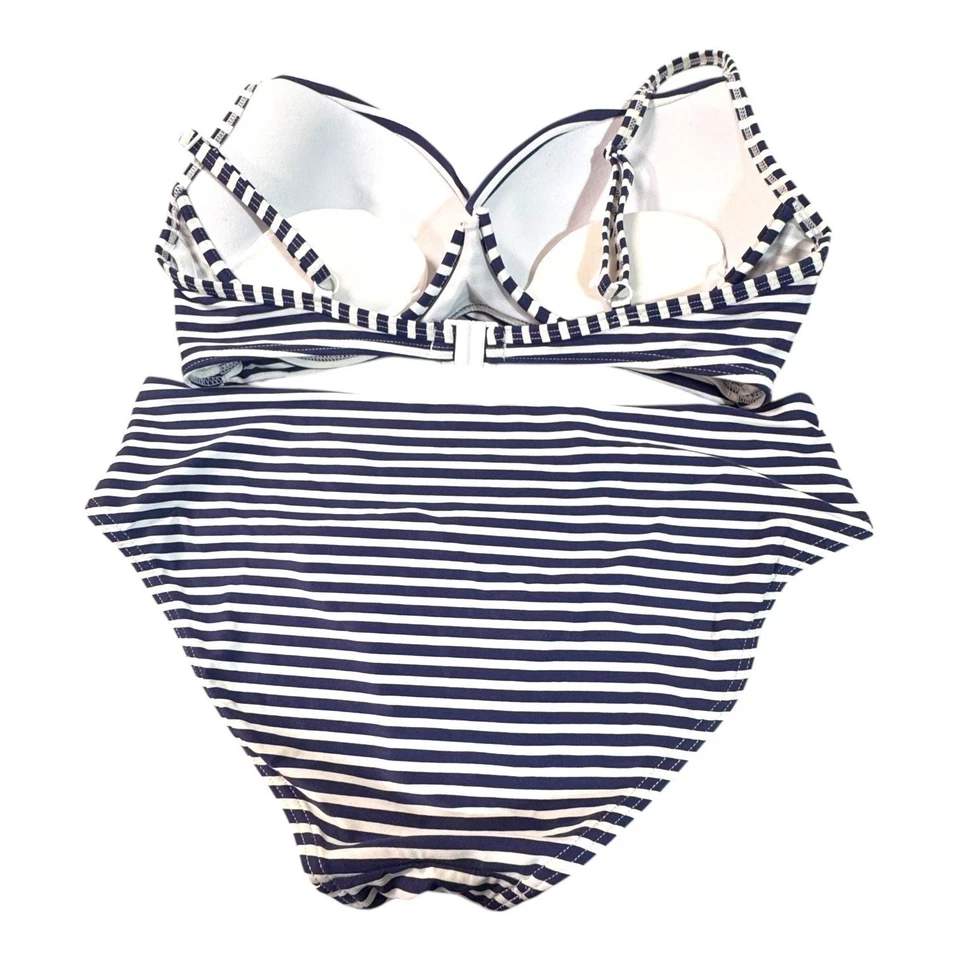NipTuck Swim Womens Striped Bikini Set US 8 / CAN 10 Navy BLue White Nautical - Image 2 of 4