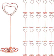 20PCS Heart-Shaped Rose Gold Table Number Holders for Events and Displays