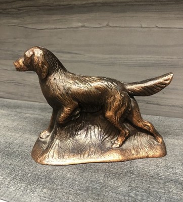 VTG Cast Bronze Copper Irish Setter Pointer Figure Door Stop Bookend 5 X 7 