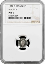 Great Britain (Maundy) 2 pence 1937, NGC PF64, "King George VI (1937 - 1952)"