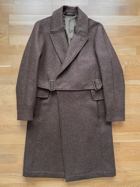 S.E.H Kelly Tielocken Mantel aus braun Wolle Größe S