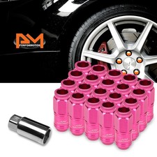 M12x1.5 Pink Jdm Open End Cone Wheel Lug Nutsspline Lockskey 21mmx50mm 20pc