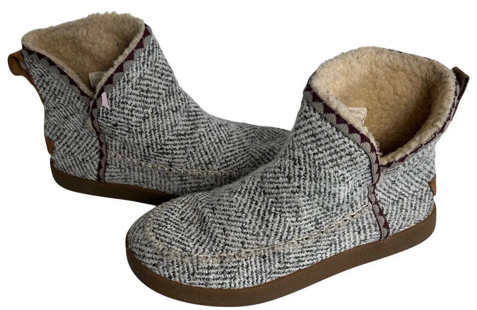 Sanuk Bonitas Botas de Piel de Sherpa Botas Botines Talla 8 Gris Plata Cush N Blaze Sin Cordones Foto 2 de 4