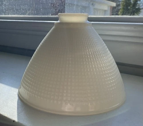 Vintage 7 7/8"" Corning Waffle Milk Glass Torchiere Lamp Diffuser Shade