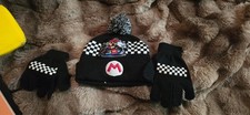 Gloves and beanie set, Mario Bros on black color