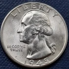 1945 D Washington Quarter 25c Silver BU UNC GEM Brilliant Uncirculated #97190
