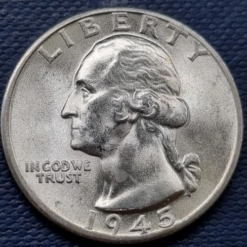1945 D Washington Quarter 25c Silver BU UNC GEM Brilliant Uncirculated #97190