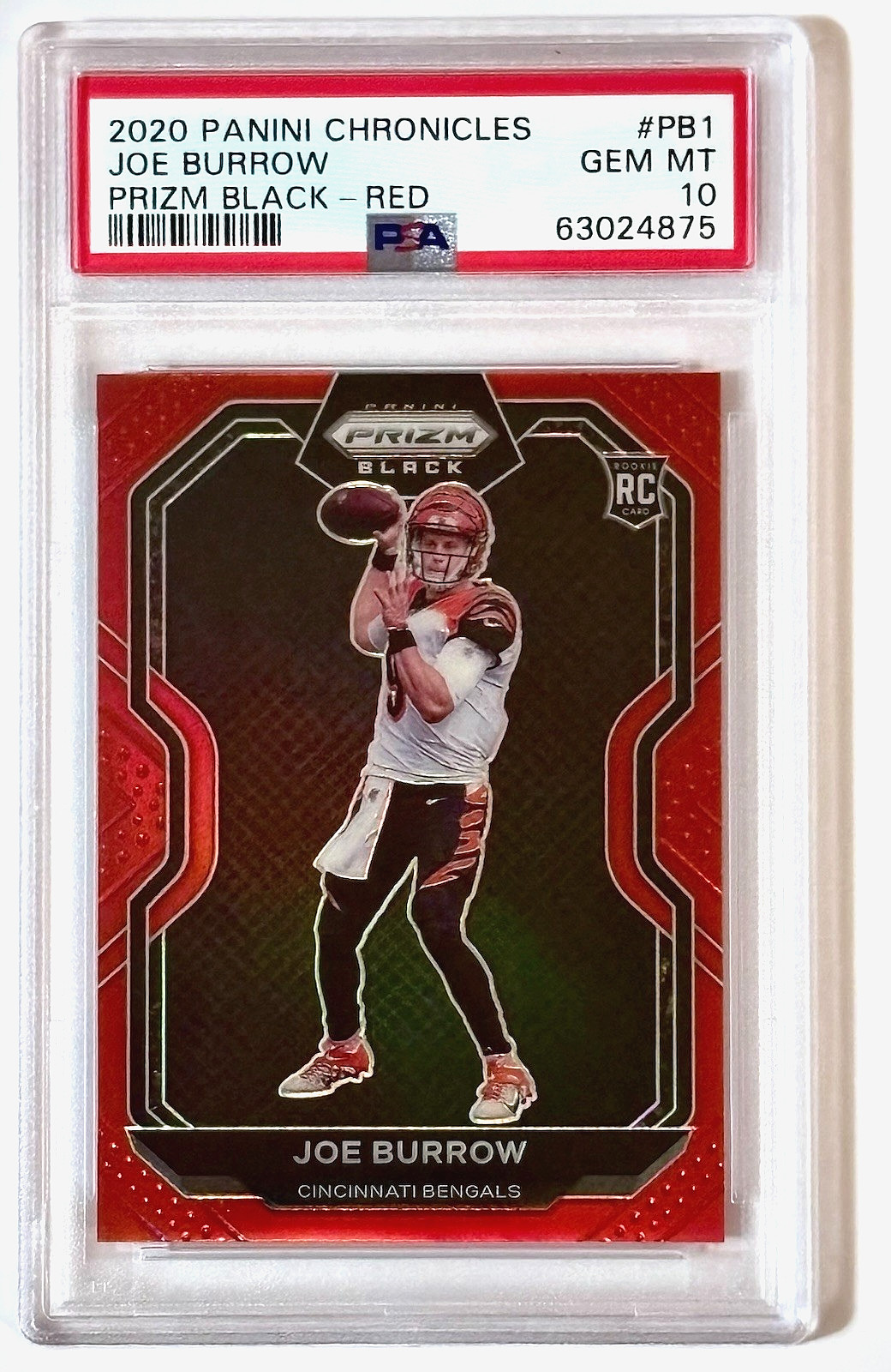 2020 Panini Chronicles #PB1 Joe Burrow /99 Prizm Black-Red PSA 10