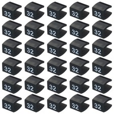 Clothes Hanger Marker 32 Size Tag White Letter on Black U Shape 100 Pcs