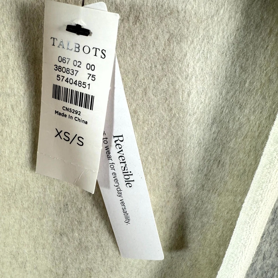 Capa feminina Talbots Pinetree sarja reversível XS cinza lã quadriculada inverno - Imagem 4 de 4