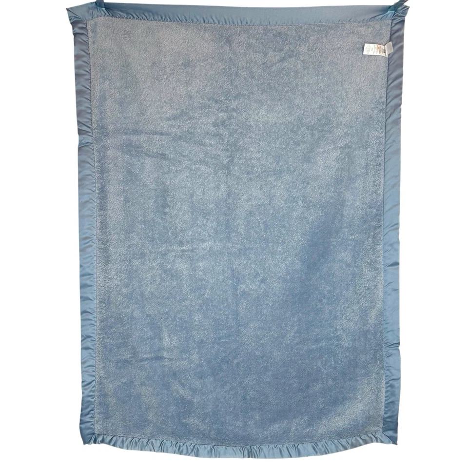 Manta de seguridad Carters Tiny But Mighty azul satinado ribete bebé Lovey 30x40" Foto 3 de 4