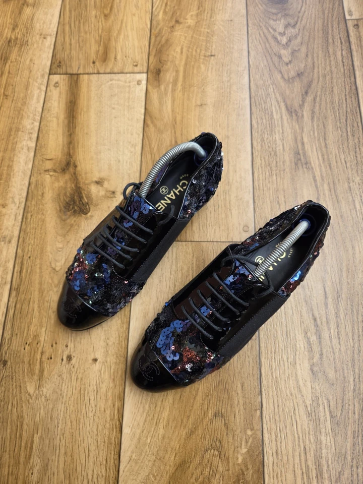 CHANEL LENTEJUELAS TRICOLOR CC DERBY OXFORD TALLA 37.5 EU, 7 US, 4.5 UK Foto 3 de 4