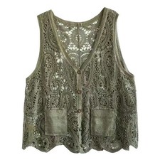 Gilet Cardigan Donna Vintage Alluncinetto Canotta Maglia Senza Maniche Pantalone
