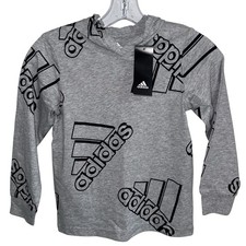 Adidas boys lightweight pullover t-shirt logo hoodie SZ/ 5