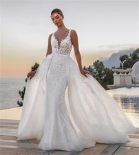 Exquisite Mermaid Weding Dresses spaghetti strap Detachable Train Bridal Gowns