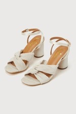 Lulus Doroknot Champagne Knotted Pleated High Heel Sandals Size US 10 New
