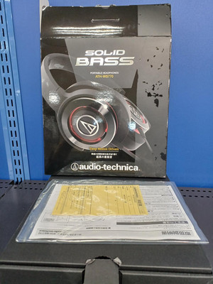 Audio-Technica ATH-WS770 Black Red Solid Bass Wired Headphones Boxed Tested