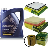 MANN-FILTER Inspektionspaket 5L Mannol Defender 10W-40 FüR CitroëN Xsara 1.6