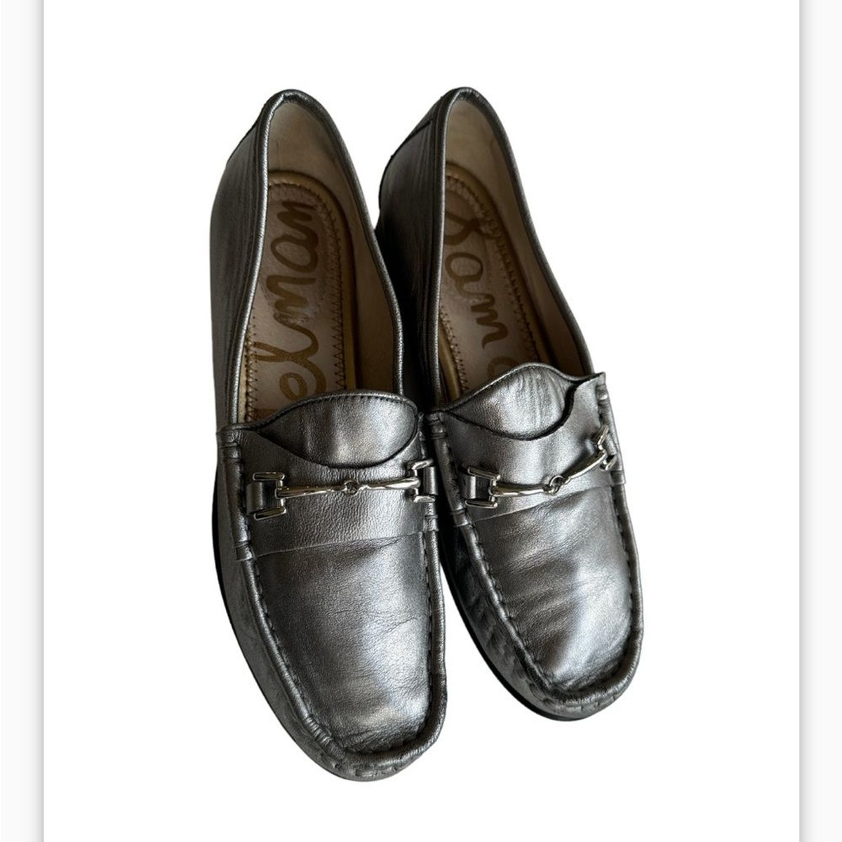 Sam Edelman Metallic loafers Sam Edelman Loraine Mink Almond Toe Slip On Stacked Heel  main image 2