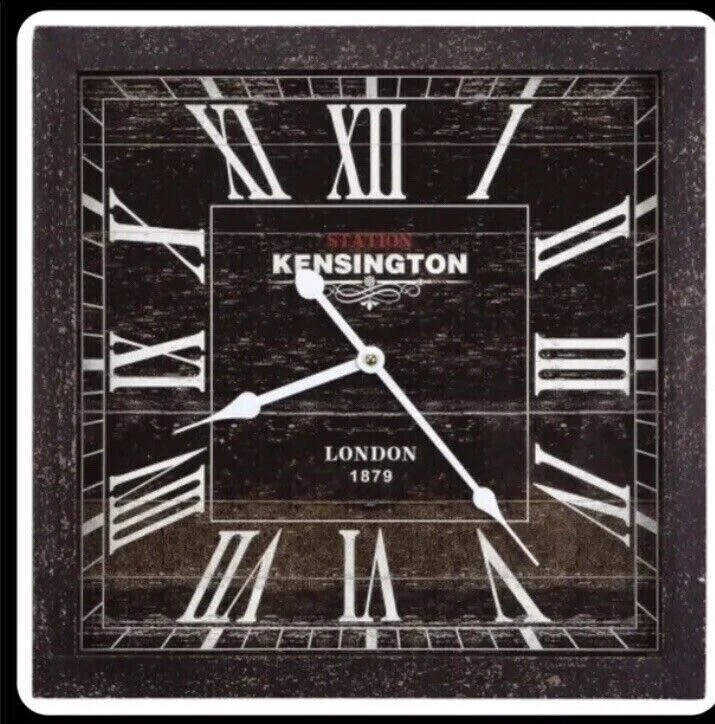 Relógio de parede retrô 1897 Kensington Station Londres Inglaterra quadrado por favor leia - Imagem 2 de 4