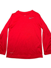 Nike Long Sleeve T-Shirt XS Dri-Fit Red Athletic Cut Childrens