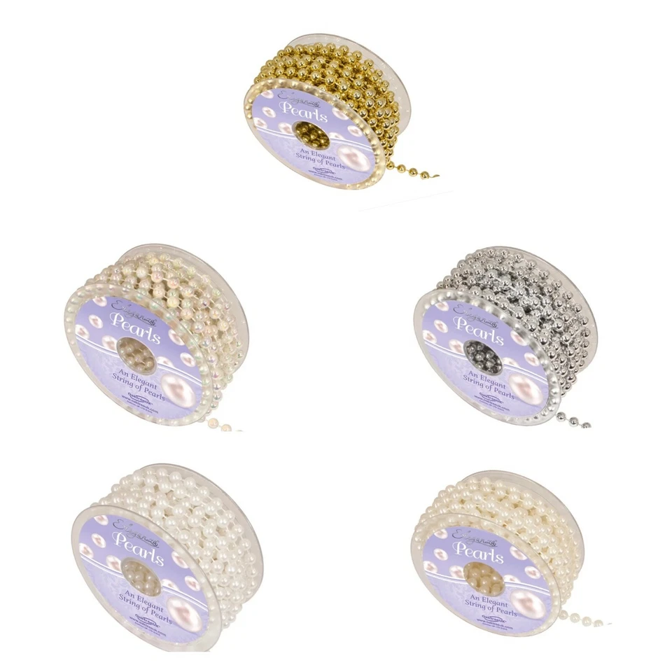 String Of Pearl Beads By Eleganza 4mm,6mm,8mm x 10 Meters, Various Colours