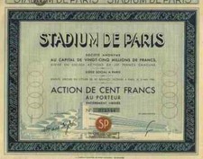 Stadium de Paris Olympia Stadion Forveille 1934 TOP DEKO Gewinnanteile100 francs