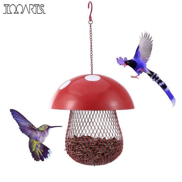Bird Feeder Outdoor Mushroom Shaped Wild Bird Seed Feeder Outdoor