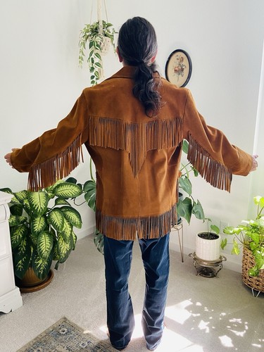 Vintage 60s Woodstock Fringe Suede Leather Jacket Men’s Easy Rider Coat S-M - Picture 8 of 18