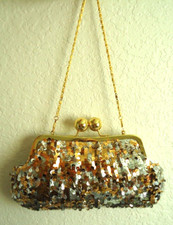 New With Tags Vintage Sequin Purse w/Chain Size-11x7 in
