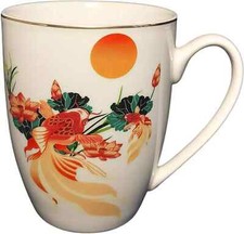 New Bone China Coffee Mug, Women's Mark Cup, Floral Coffee Mug Red Goldfish NEW