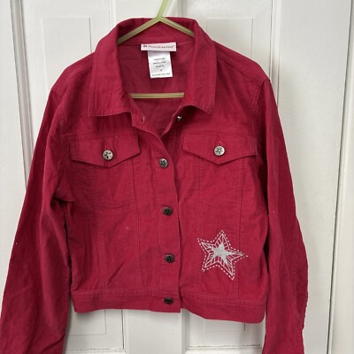 American Girl Little Girls Jacket Size Small Corduroy Lightweight Pink Star