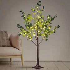 Lighted Eucalyptus Tree Warm White LED Artificial Greenery with Lights for Weddi