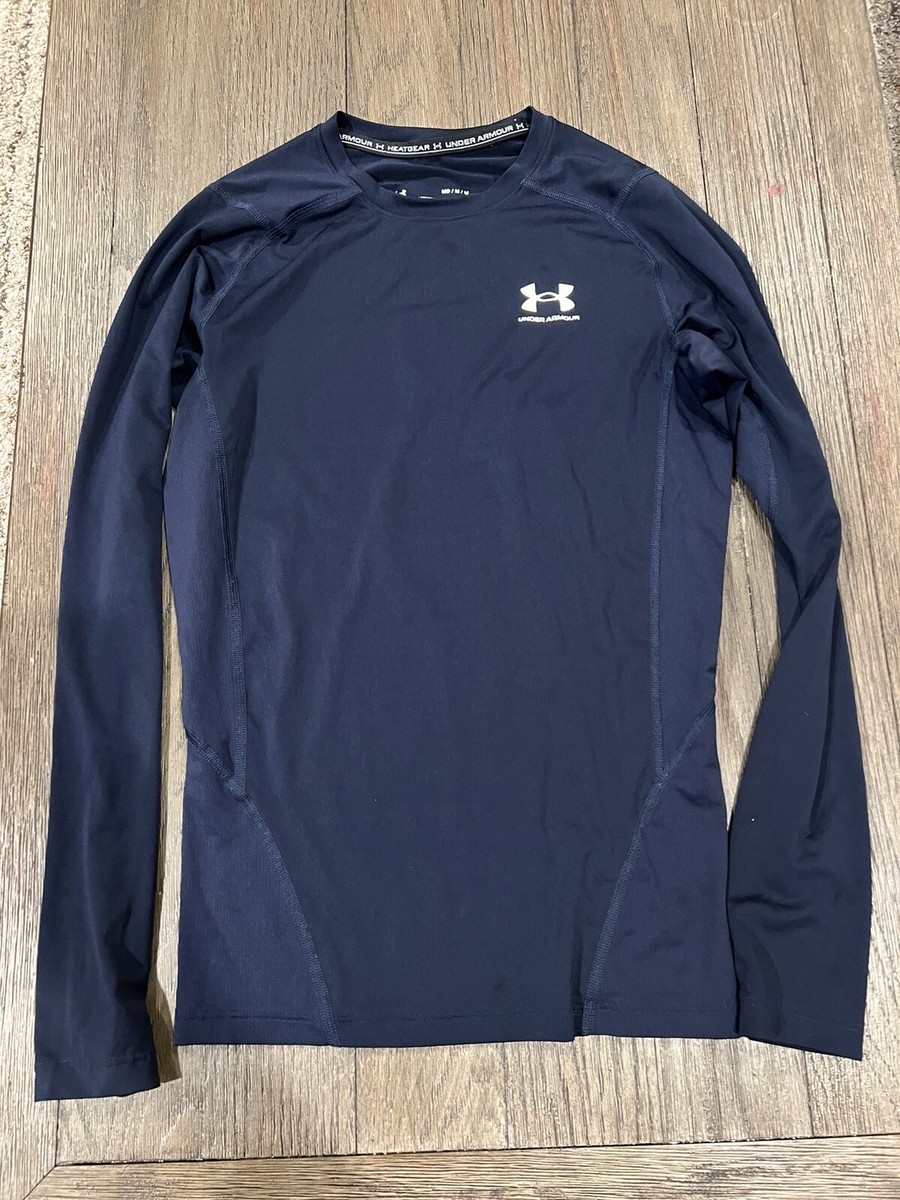 Mens Under Armour Spandex Compression Long Sleeve Shirt Blue