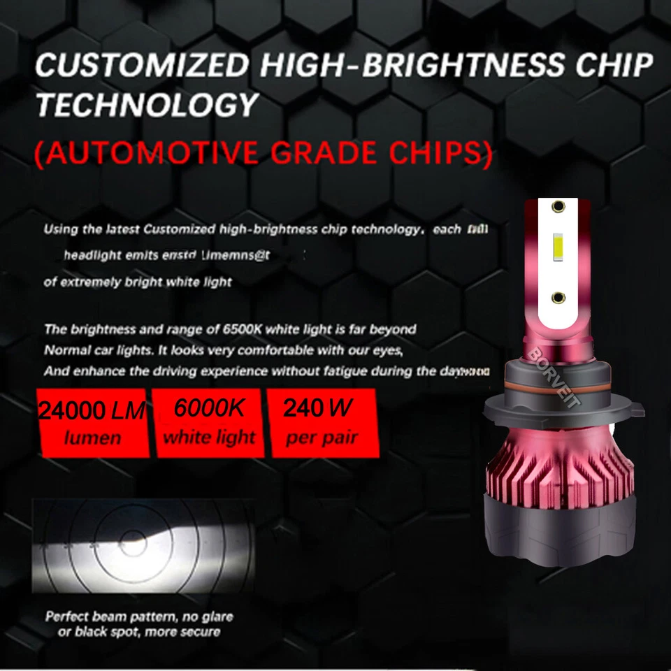 6x Xenon White LED Headlight Hi/Low Beam Fog Lights For Honda Odyssey 2005-2010 - Image 3 of 4