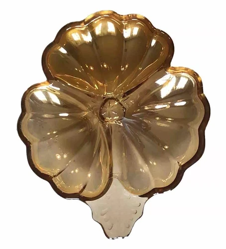 Vintage Jeanette Marigold Carnival Glass 3 Leaf Clover Candy Dish Snack Plate