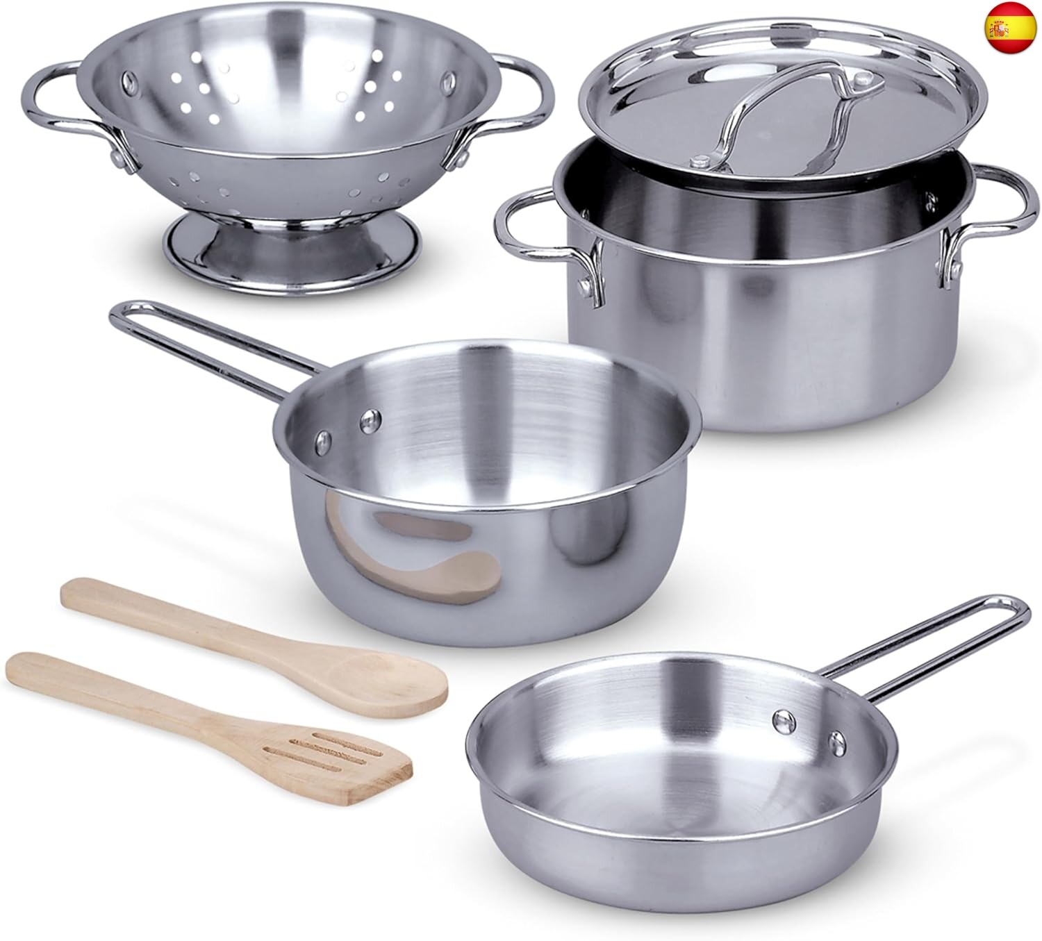 Melissa & Doug Juego de Ollas y Sartenes de Acero Inoxidable, Juego de