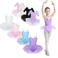 Kids Girls Ballet Dance Leotard Tutus Dress Gymnastics Bodysuit Skirt Dancewear