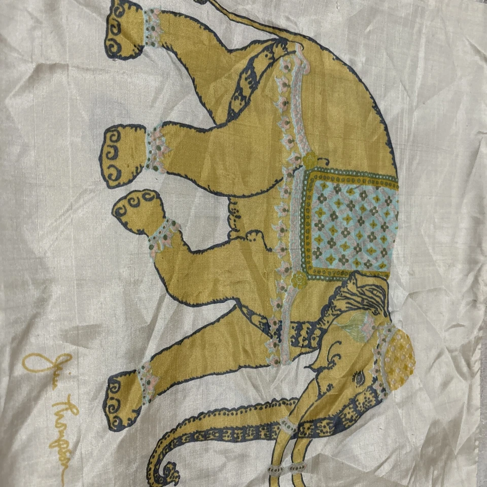 JIM THOMPSON PILLOW  Case 100% SILK ELEPHANT PRINTED 15"x15" Vintage Decorative - Image 3 of 4