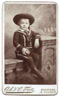 Vintage CDV Photo of Cute Little Boy Wearing Sailor Suit HARROLD NAYLOR UK