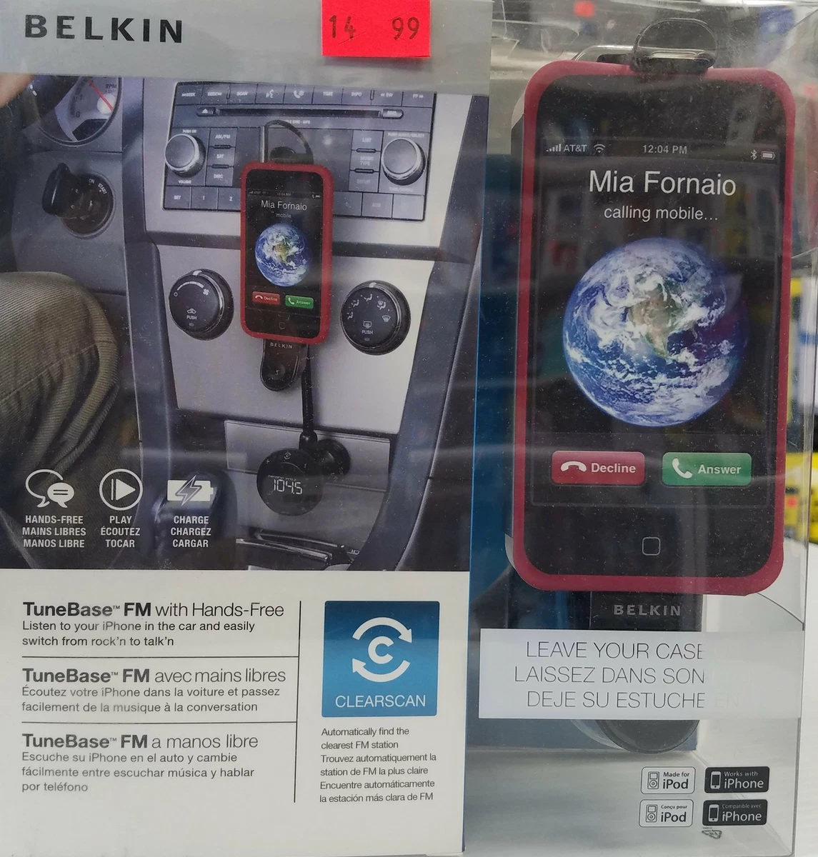 Belkin iPhone 4 4S iPod 4 TuneBase Hands Free AUX car holder