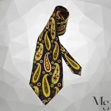 EFFETTI PERSONALI Blue Gold Paisley Silk Tie Made In Italy 59" x 3.75" EX COND