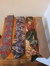 Set of 4 Vintage Men's Variety of Brands, Multi-Color Silk/Poly, Bill Blass