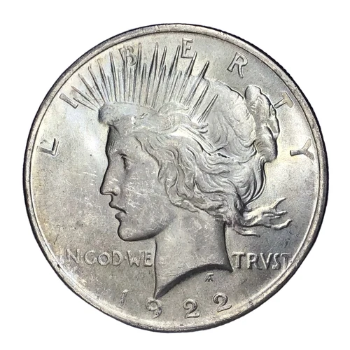 1922 $1 Peace Dollar Mint Error 1/3 of Rim Missing Reverse BU #
