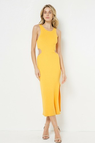 FORE RIBBED CUTOUT WOMENS KNIT MIDI 