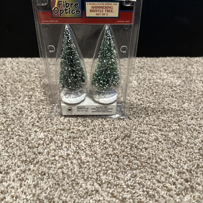 Lemax Village Collectibles 4'' Tall Shimmering Bristle Tree Set of 2 04507W