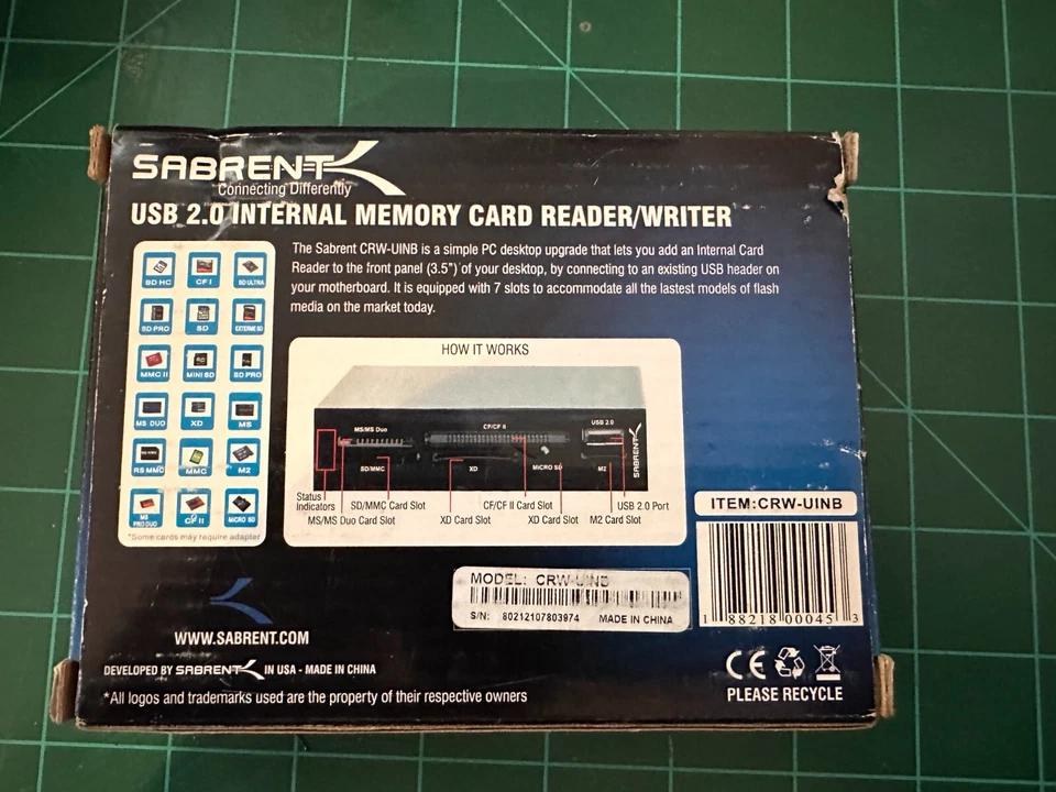 NOS Sabrent USB 2.0 Internal Memory Card Reader/Writer - Image 2 of 2