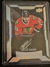 2015 16 UD Black Lustrous Rookie Auto #71/199 Artemi Panarin NYR Blackhawks