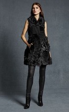 Karen Millen Patchwork Shearing Gilet - Black - Size S